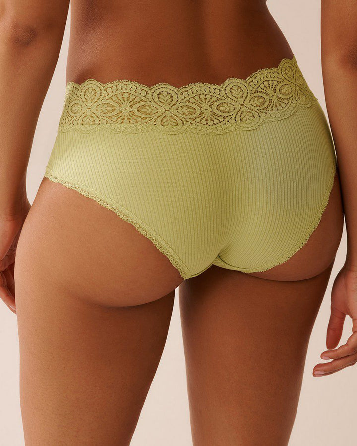 Lace Trim Ribbed Hiphugger Panty - Lint