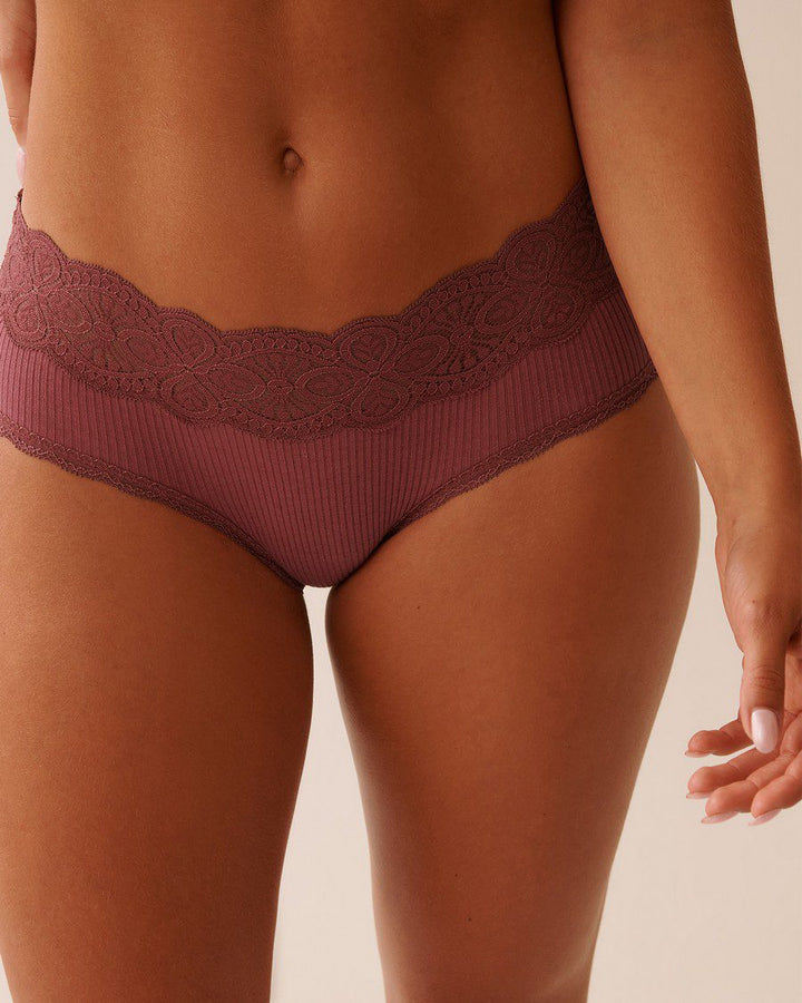 Lace Trim Ribbed Hiphugger Panty - Lint