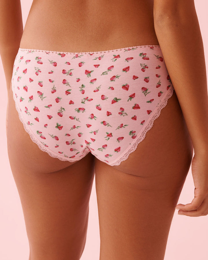 Cotton Lace Trim Bikini - Pink