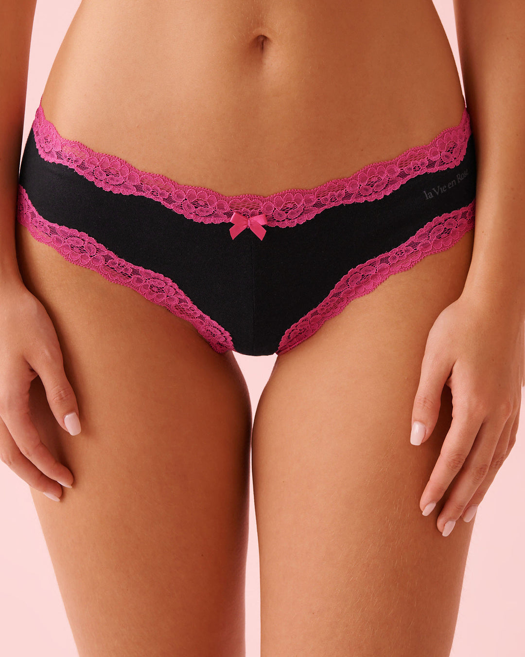 Cotton Lace Det Cheeky - Black
