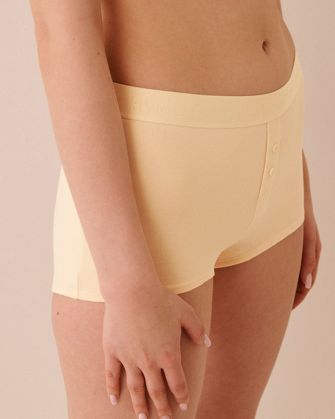 Cotton Elas Band Hw Boyshort - Light Yellow