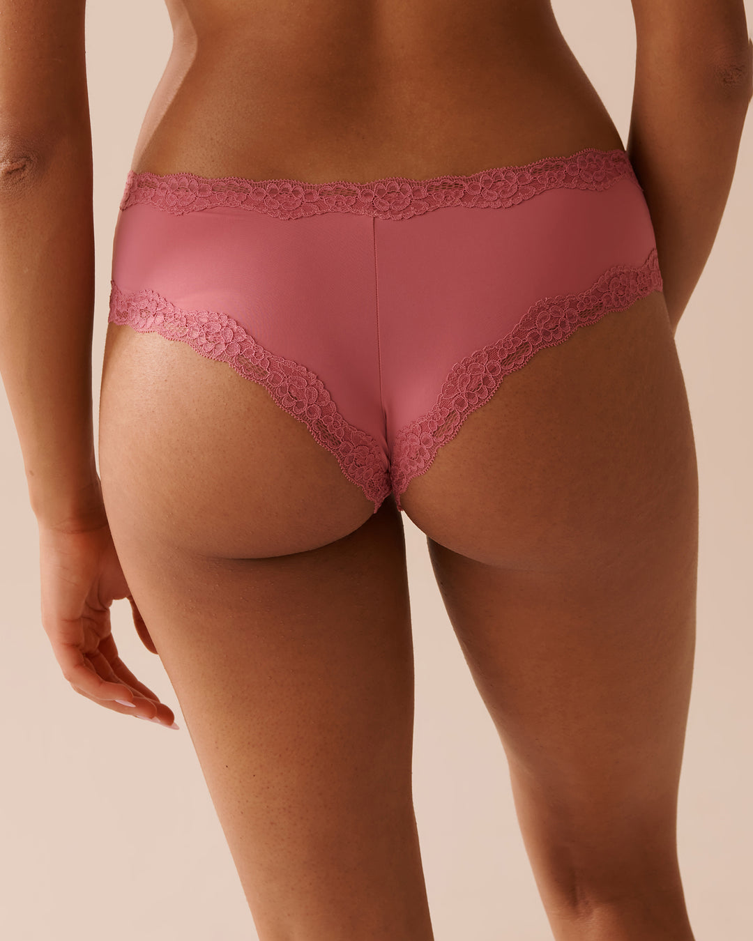 Microfiber and Lace Trim Cheeky Panty - China Blue