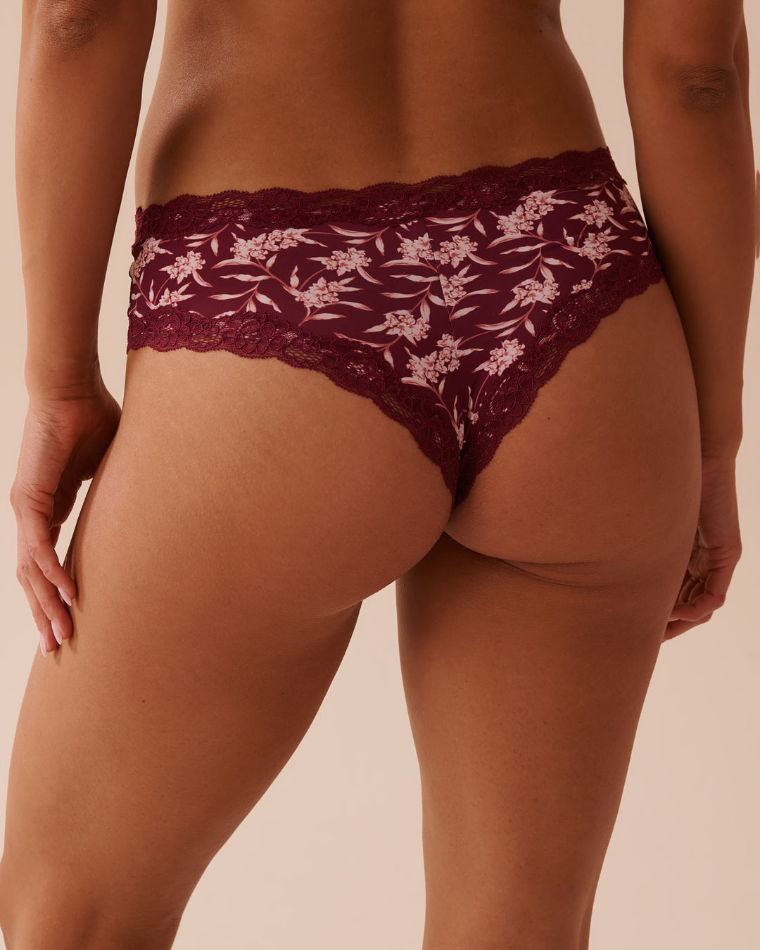 Microfiber and Lace Trim Cheeky Panty - China Blue