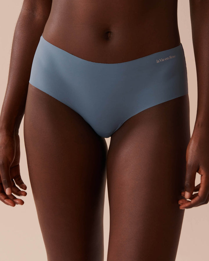 Microfiber and Lace Back Hiphugger Panty - China Blue