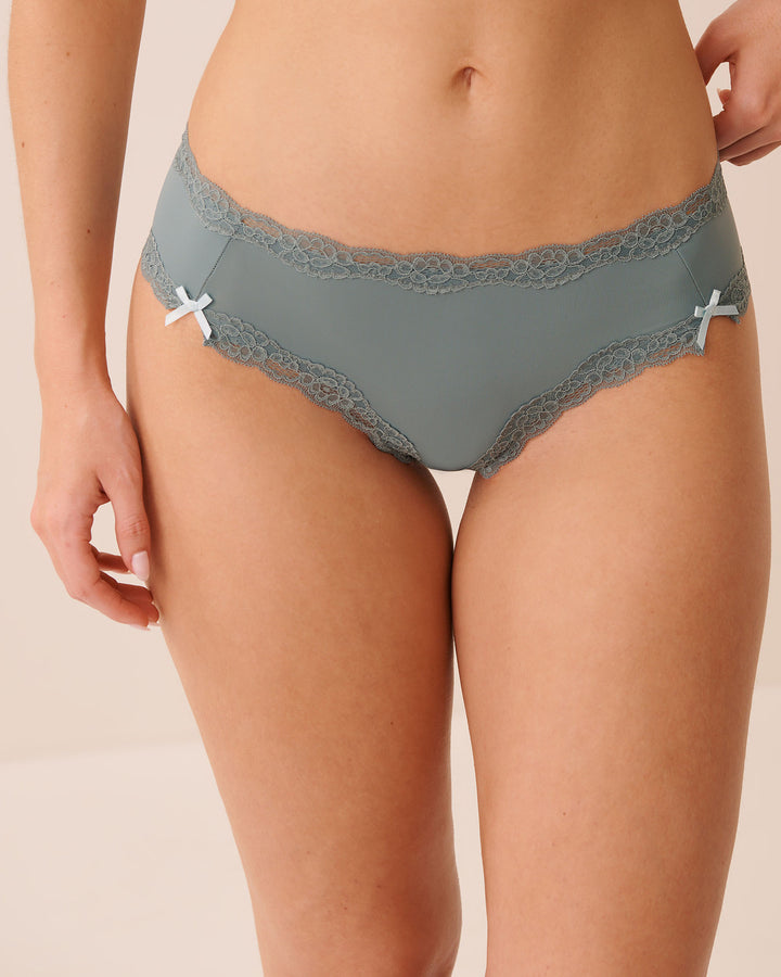 Lace-Trim &amp; Bow Microfiber Cheeky Panty