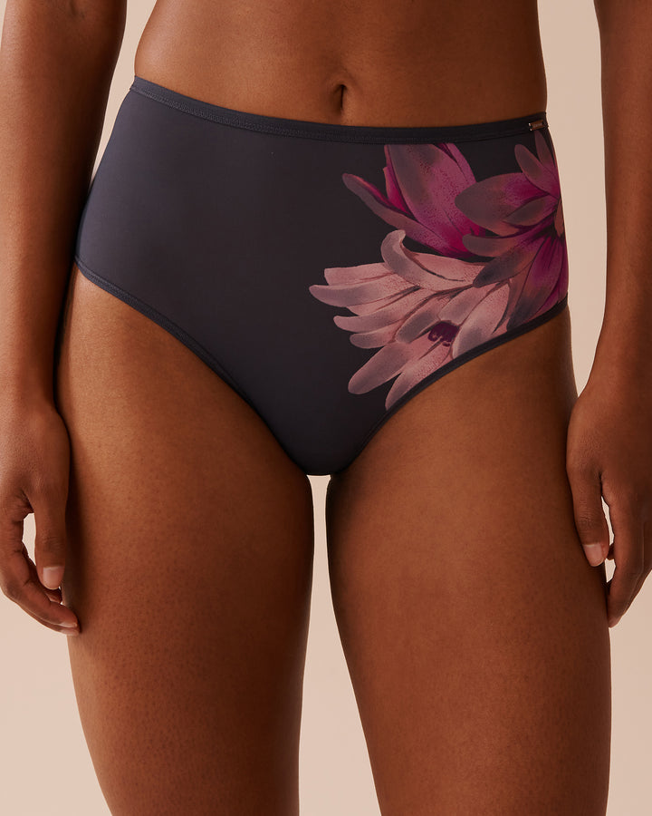 Microfiber Sleek Back High Waist Bikini Panty - Grey Garden