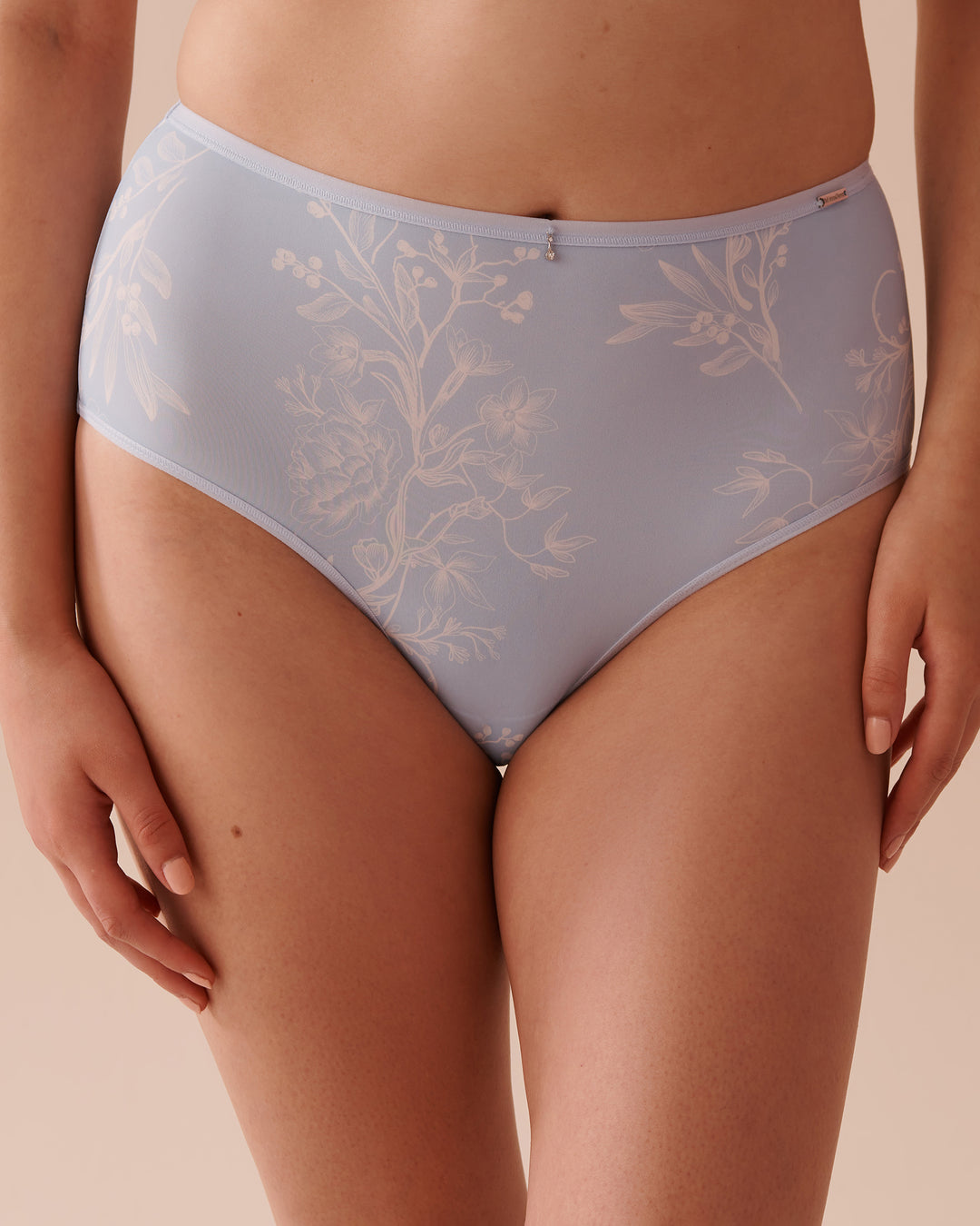 Microfiber Sleek Back High Waist Bikini Panty - White Flower
