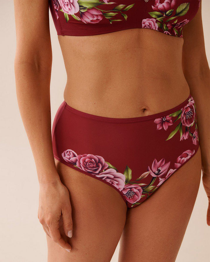 Microfiber Sleek Back High Waist Bikini Panty - Sun Dried Flowers