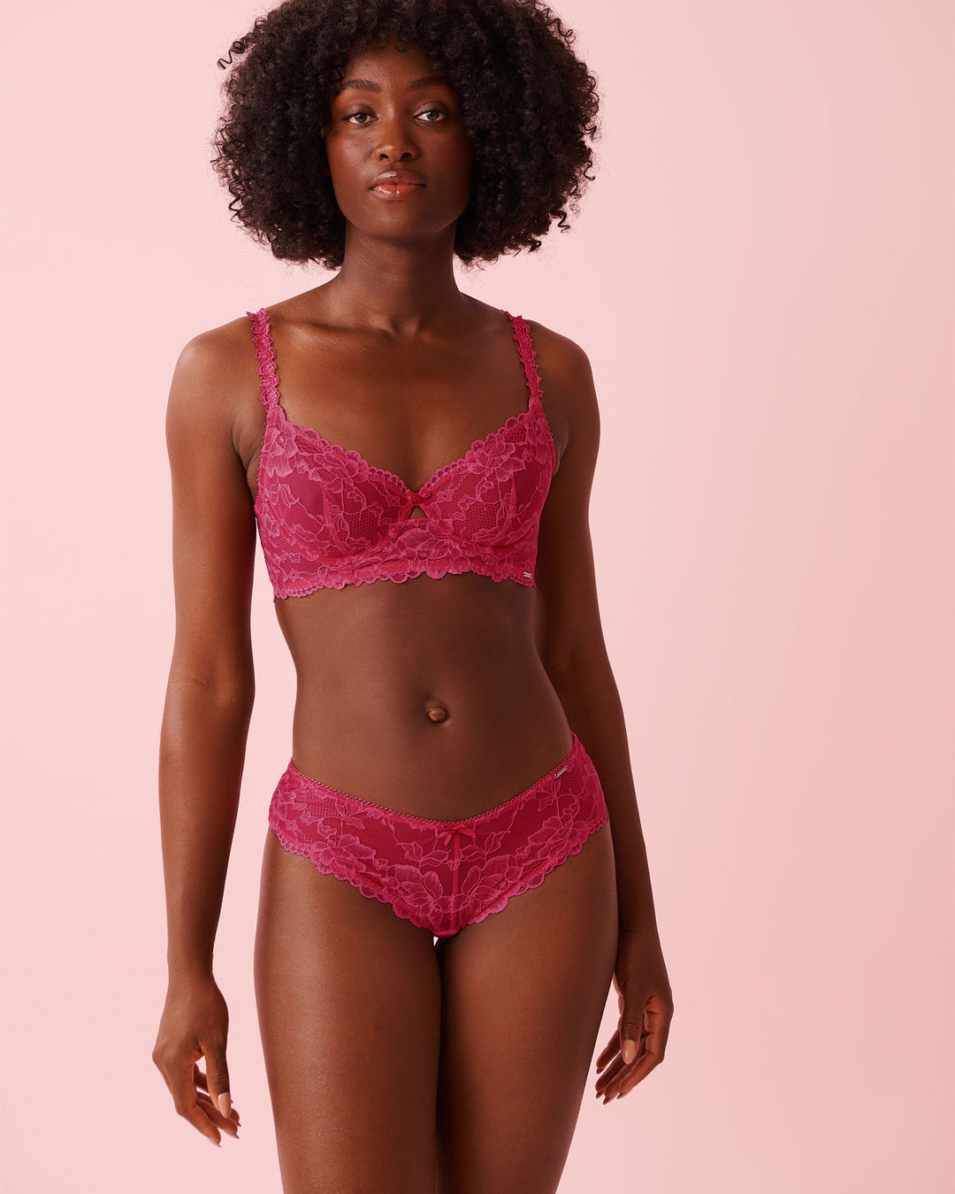 Lace Mesh Grtr Contra Cheeky - Pink