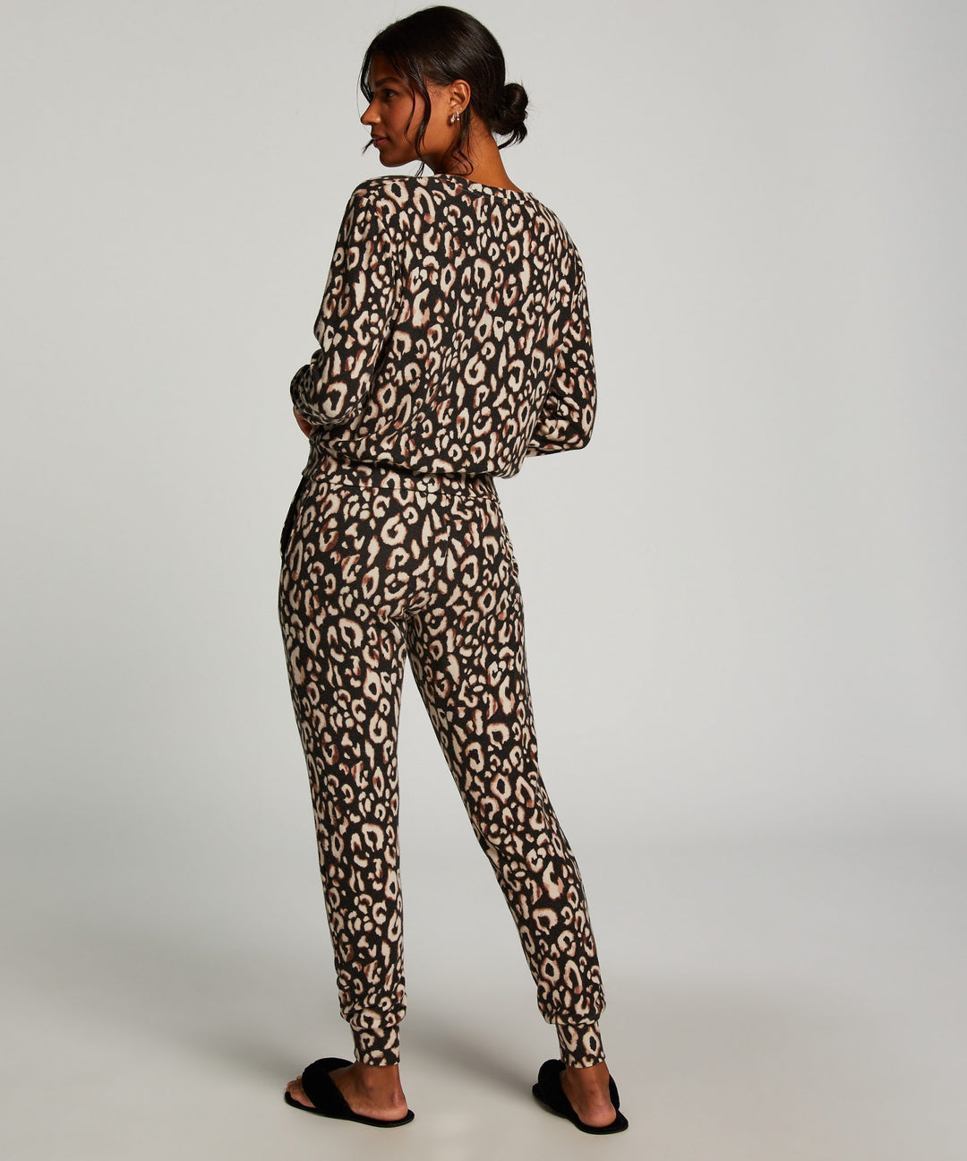 Top LS Brushed Jersey Leopard - Black