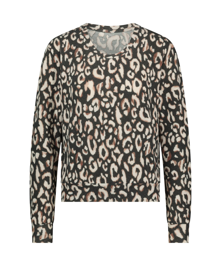 Top LS Brushed Jersey Leopard - Black