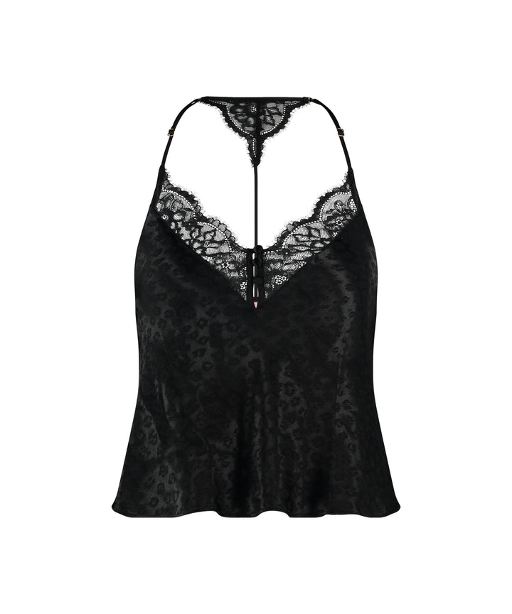 Cami Jacquard Lace Leopard - Black