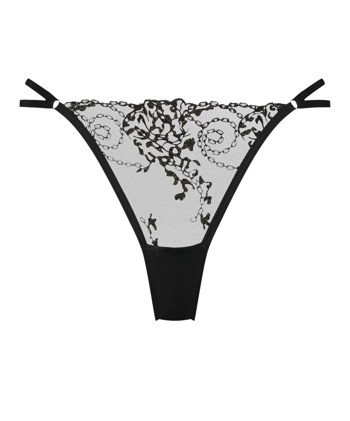 FELICIA HIGH LEG TANGA STRING - Caviar