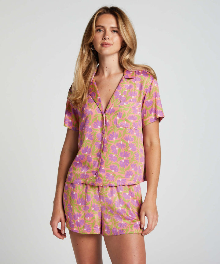 Short Vis Satin Aloha - Flamingo Pink