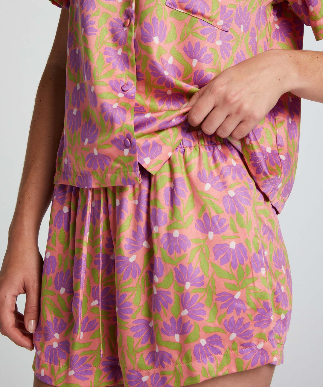 Short Vis Satin Aloha - Flamingo Pink