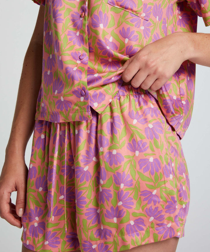 Short Vis Satin Aloha - Flamingo Pink