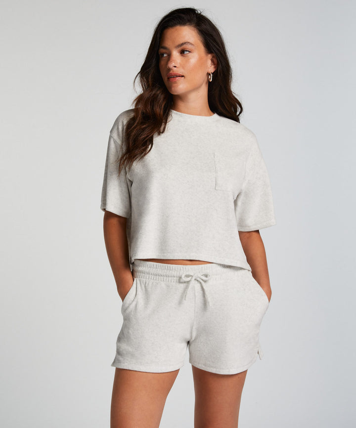 Short Cotton Velours - Light Grey Melange