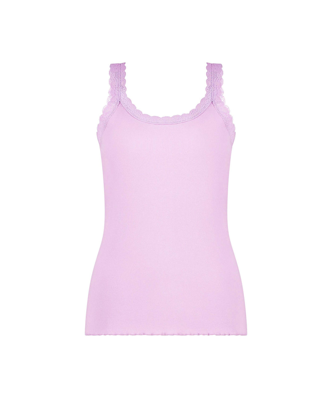Singlet Rib Jersey Lace - Lavender Mist