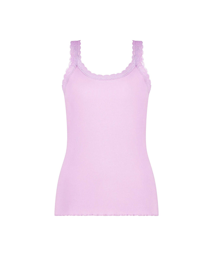 Singlet Rib Jersey Lace - Lavender Mist