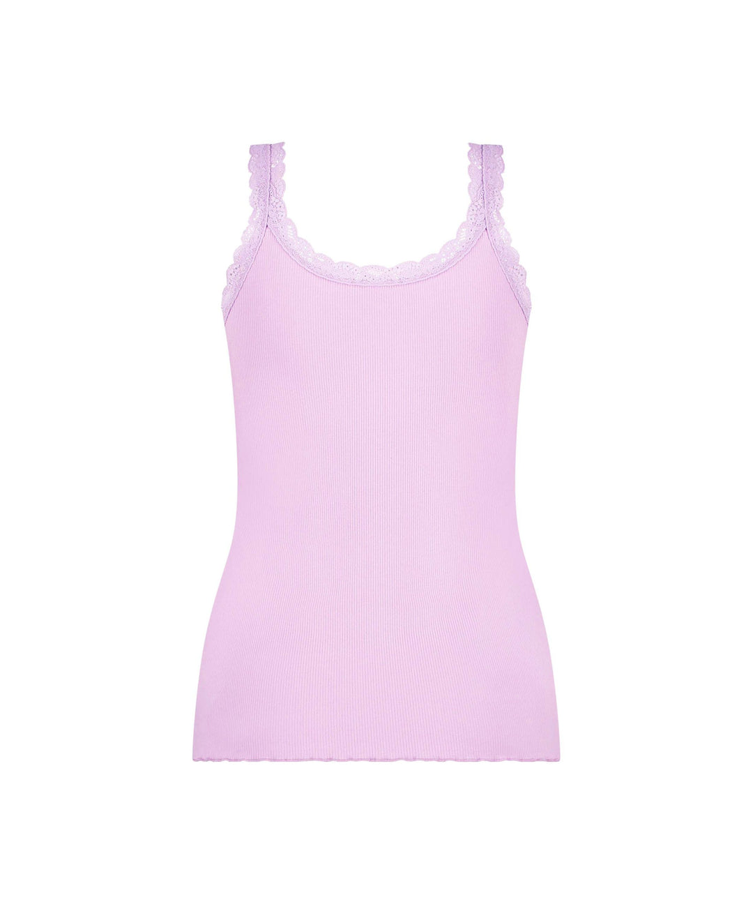 Singlet Rib Jersey Lace - Lavender Mist