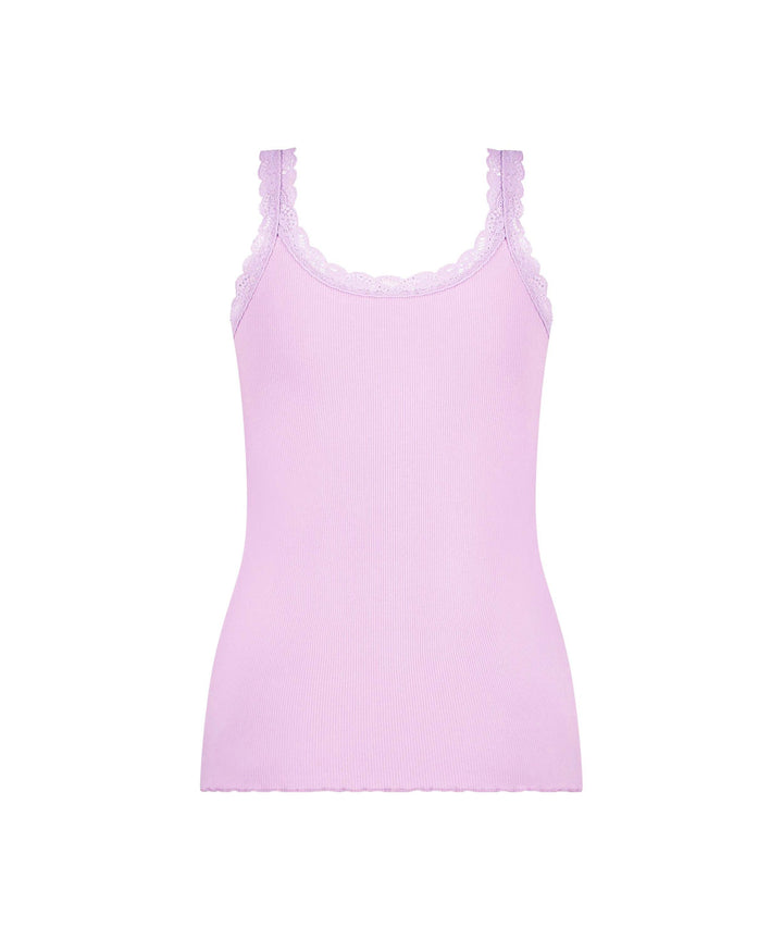 Singlet Rib Jersey Lace - Lavender Mist
