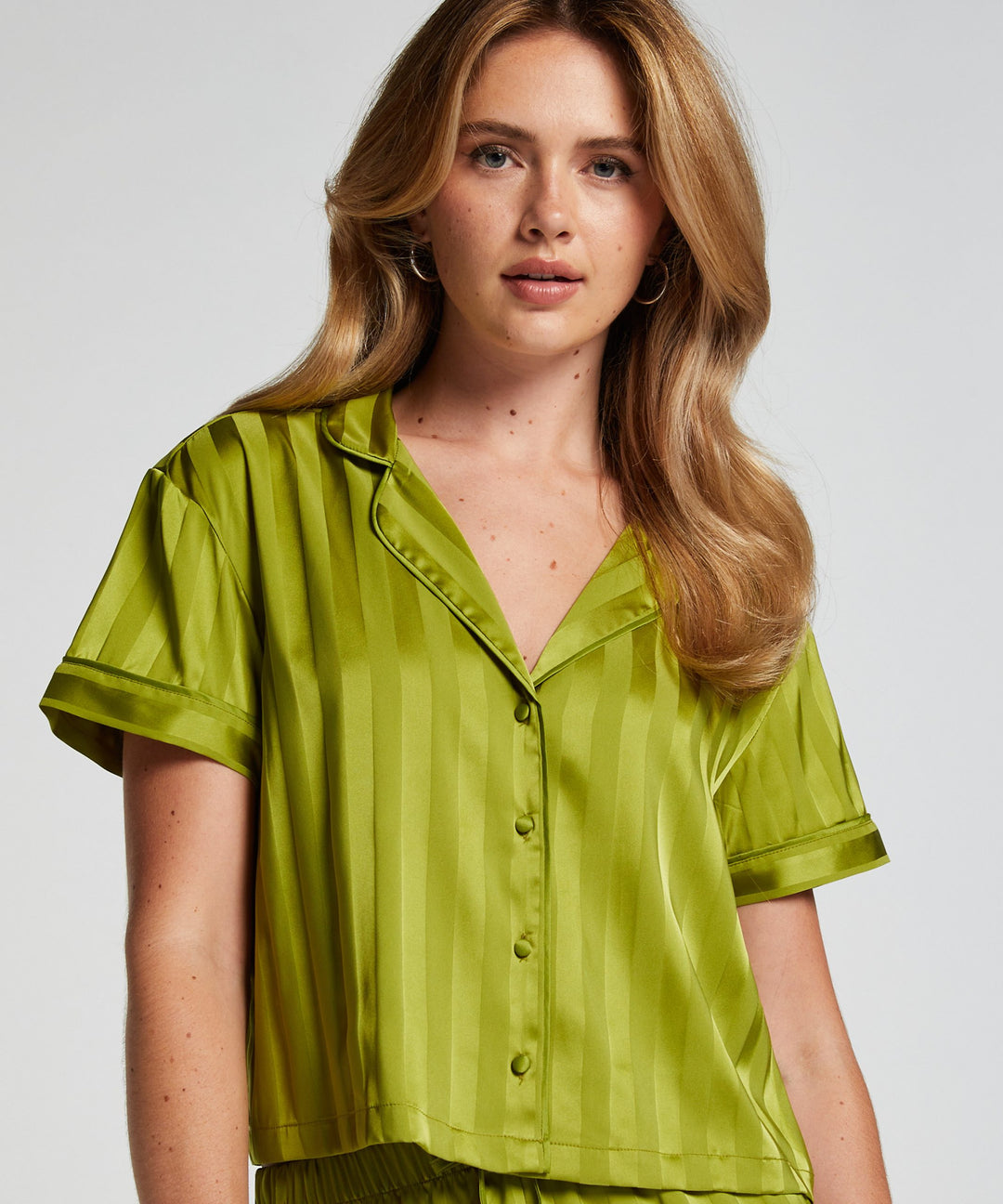 Jacket SS Satin Jacquard - Lima Bean Green