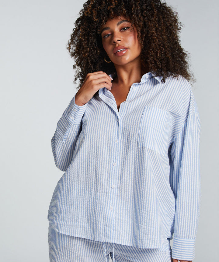 Jacket LS Seersucker Stripe - Soft Chambray