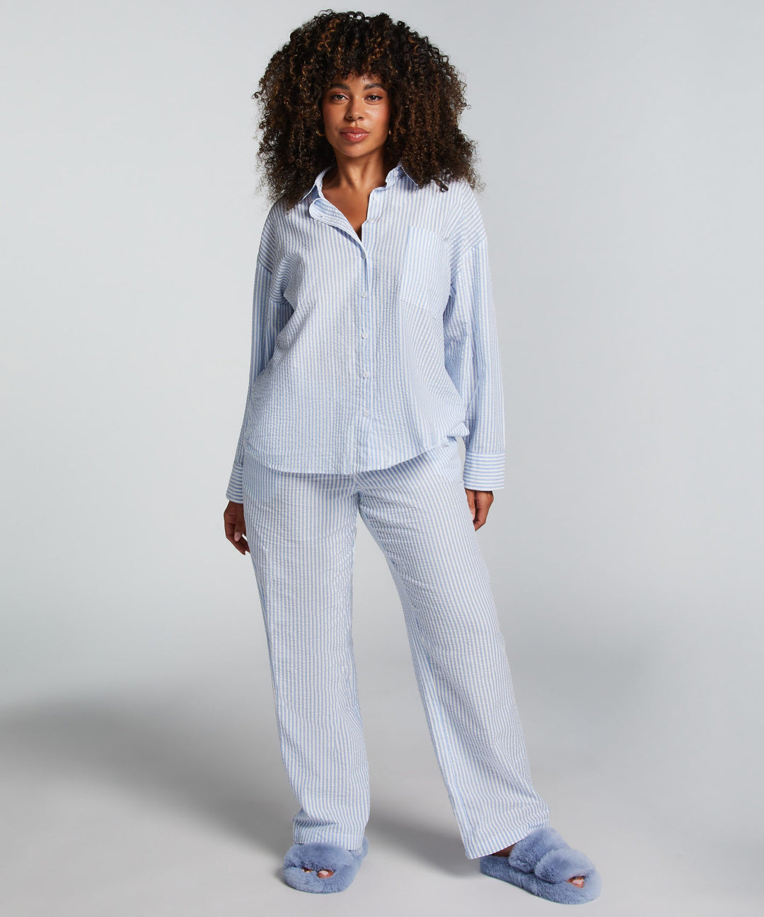 Jacket LS Seersucker Stripe - Soft Chambray