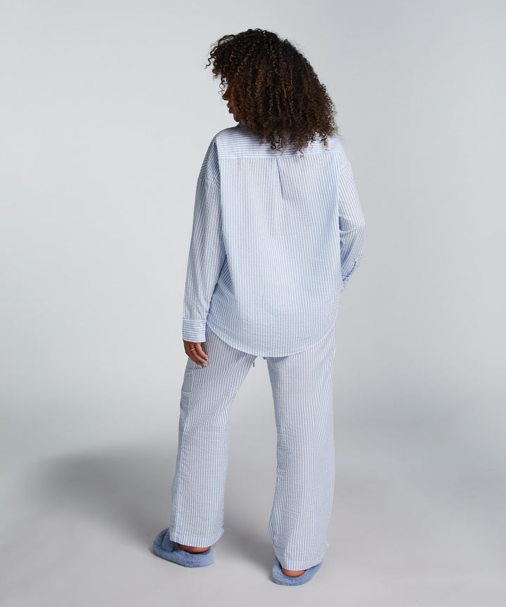 Jacket LS Seersucker Stripe - Soft Chambray