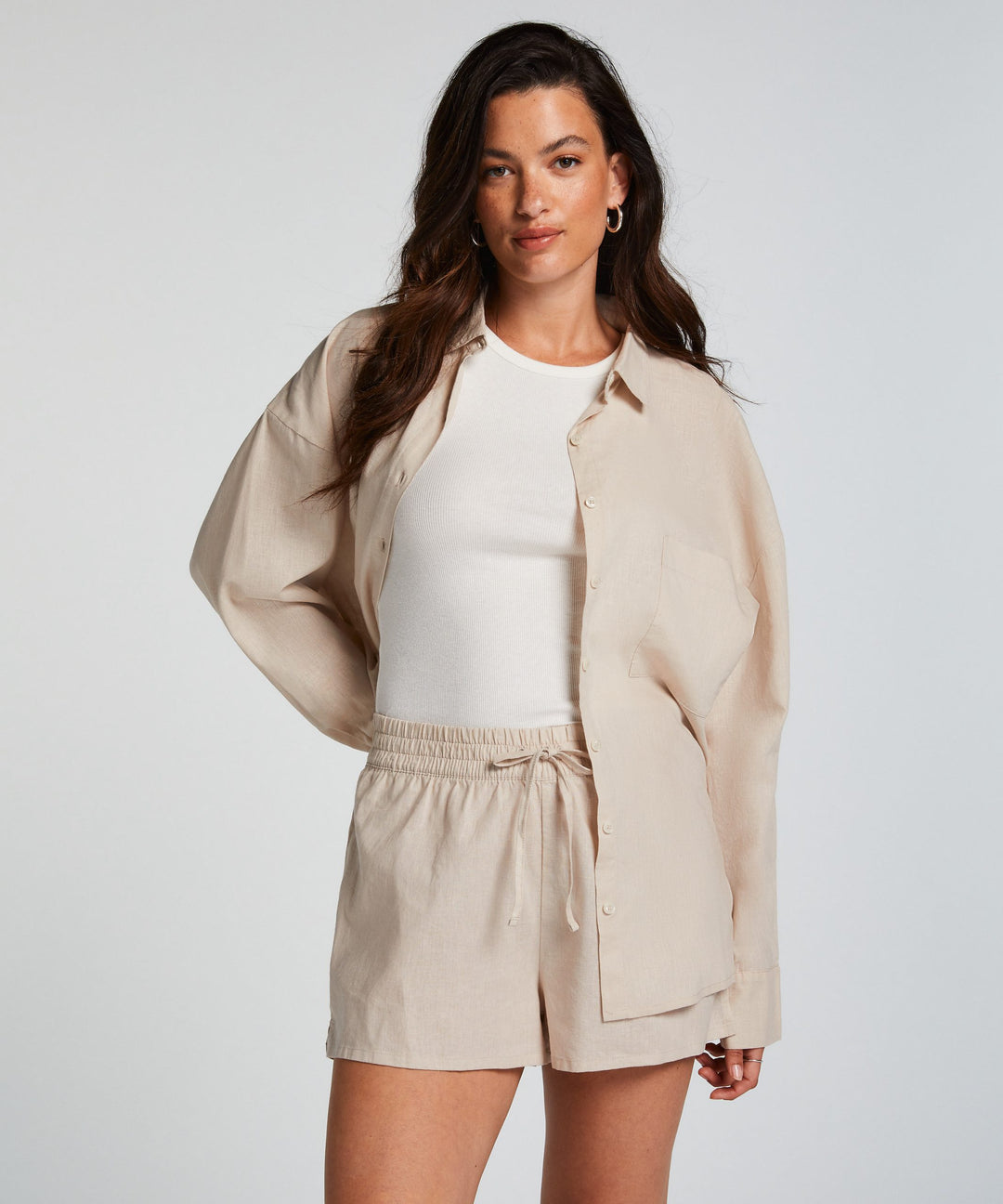 Short Linen - Almond Peach