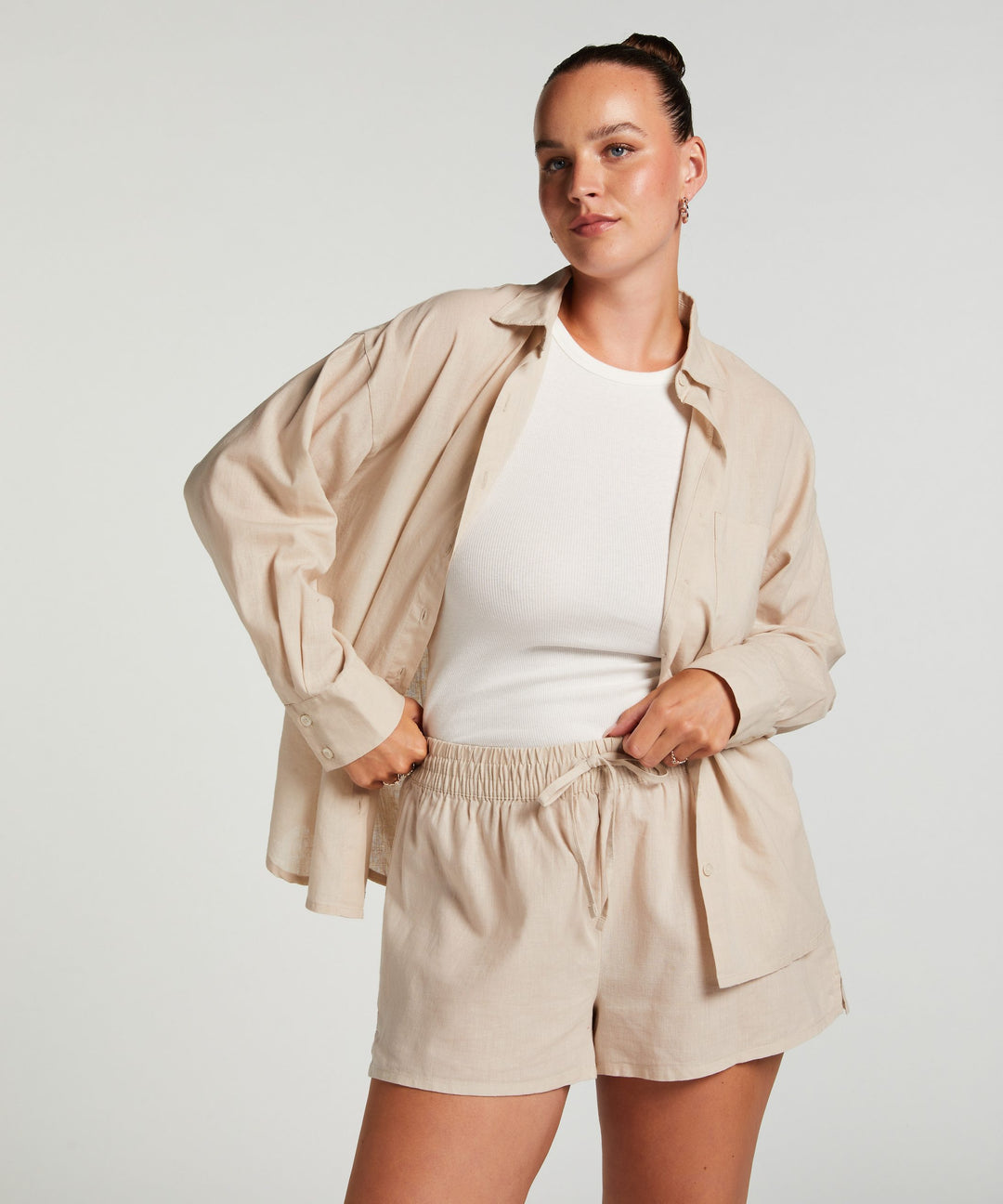 Short Linen - Almond Peach