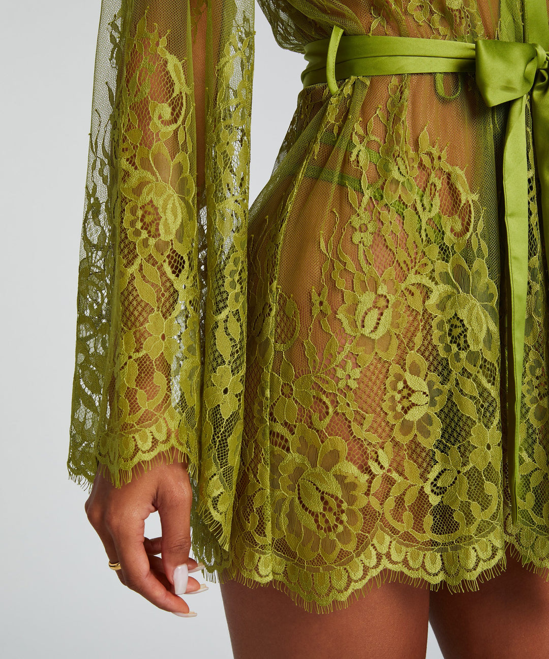Kimono Allover Lace Isabella - Lima Bean Green
