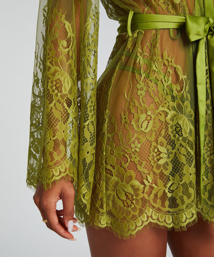 Kimono Allover Lace Isabella - Lima Bean Green