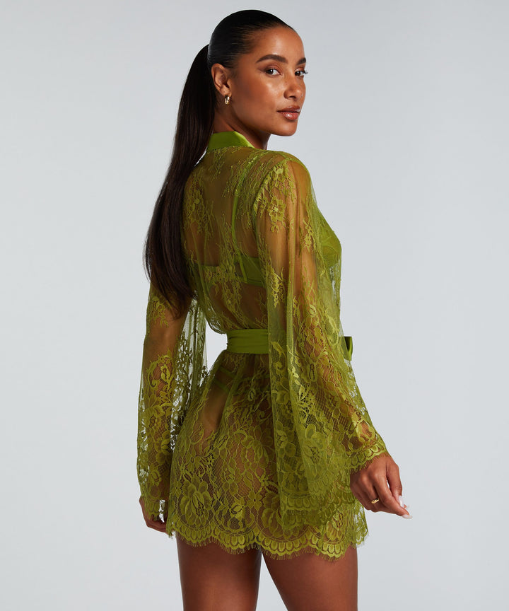 Kimono Allover Lace Isabella - Lima Bean Green