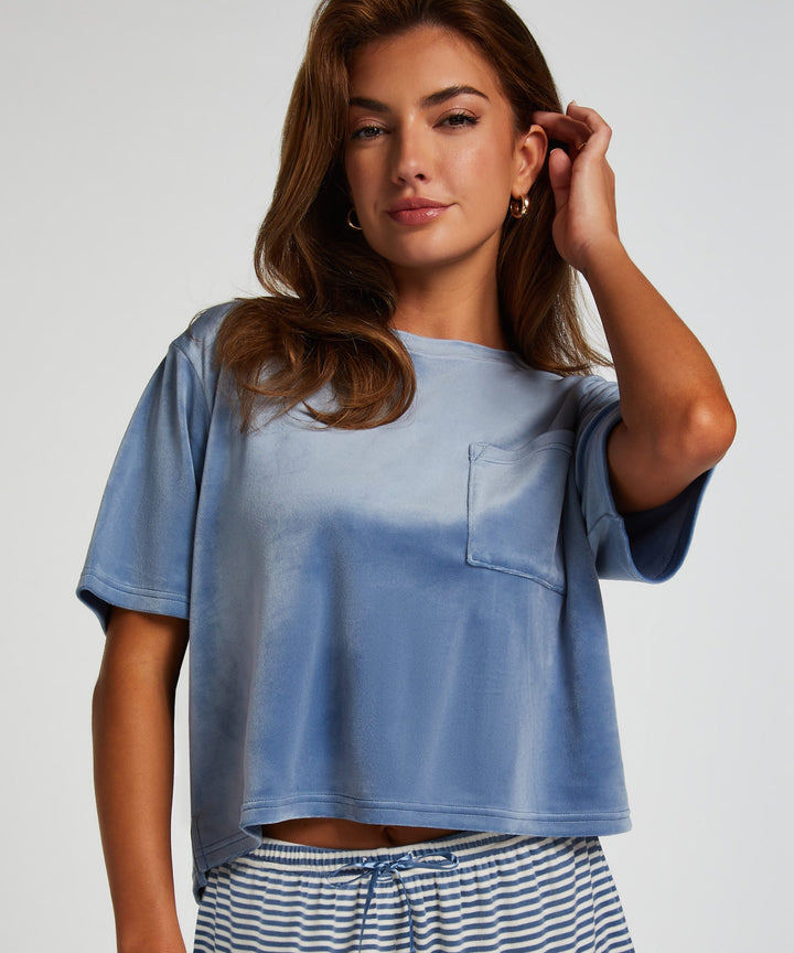 Top SS Velours Pocket - Coronet Blue