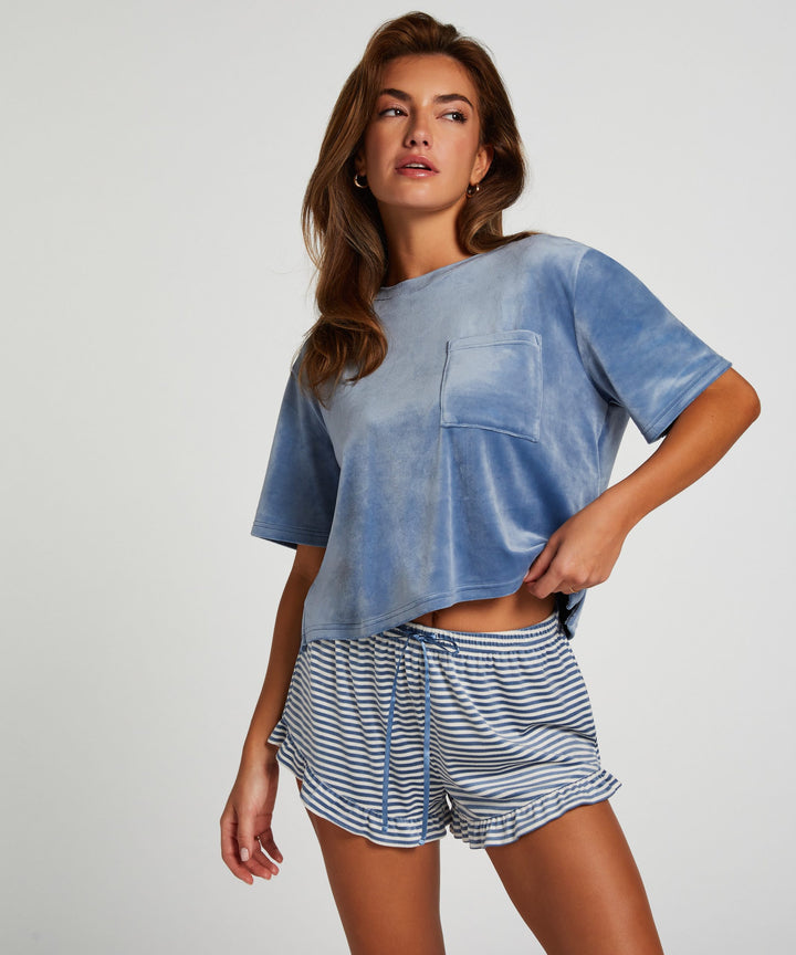Top SS Velours Pocket - Coronet Blue