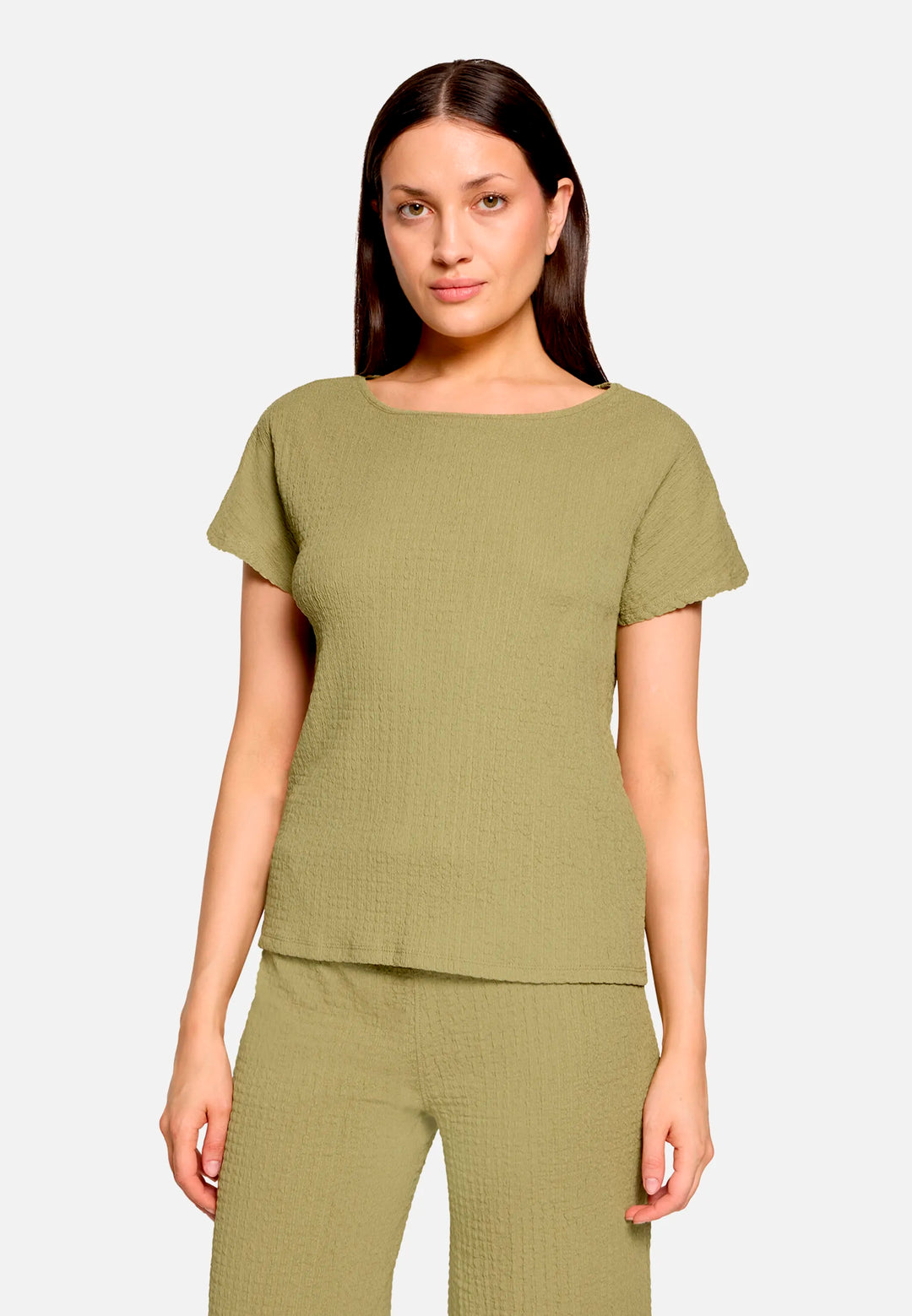 Textured Shirt with Boat Neck