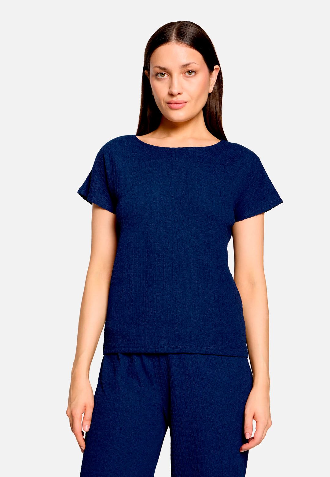 Textured Shirt with Boat Neck