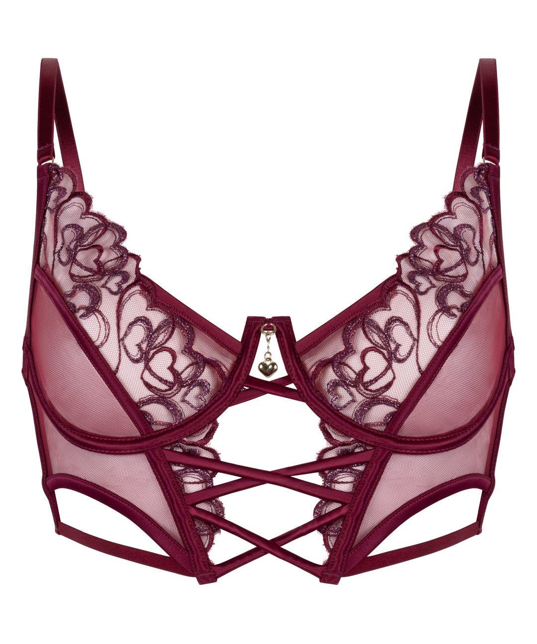 Scarlett Non-Padded Underwired Longline Bra - Beet Red