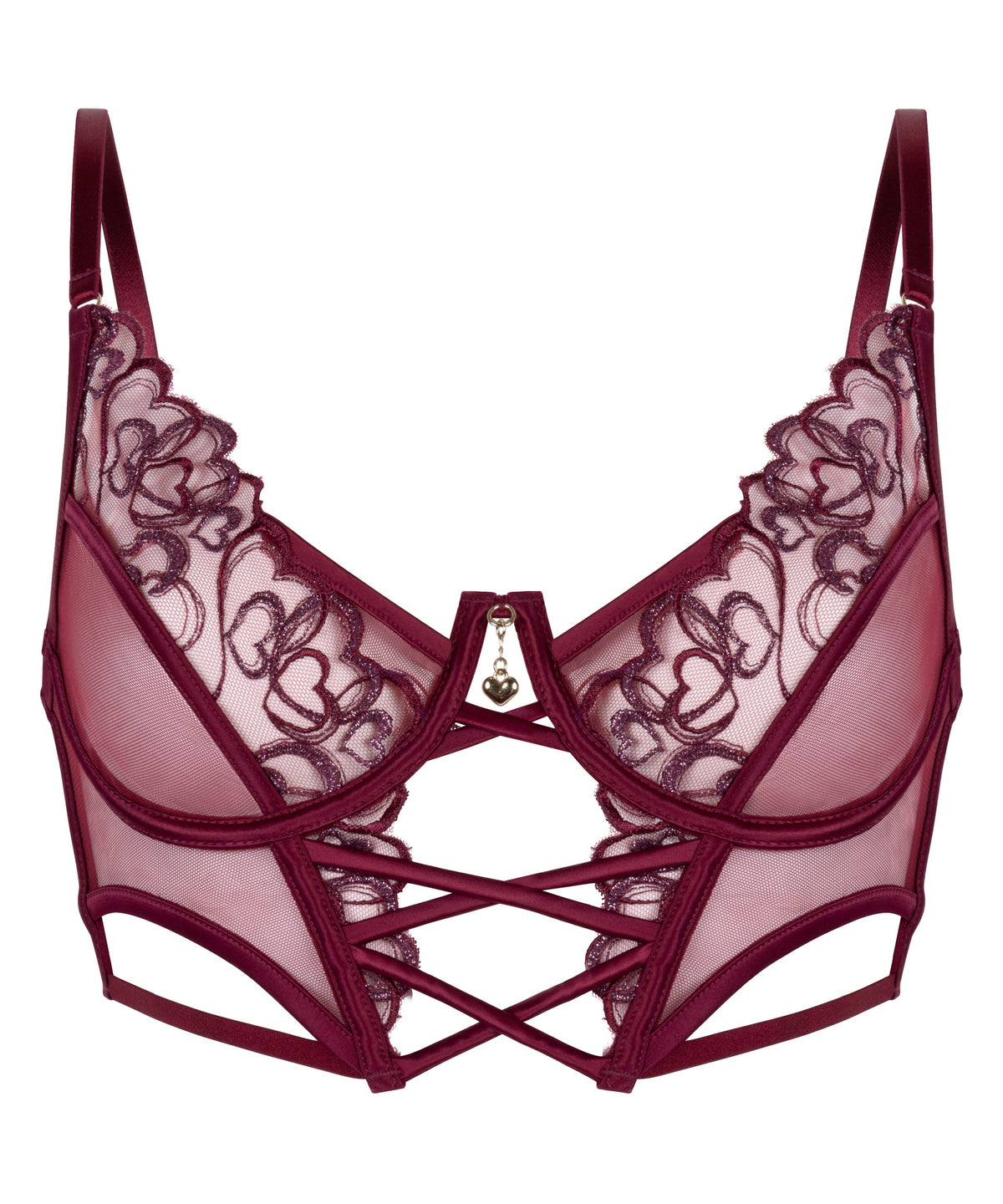 Scarlett Non-Padded Underwired Longline Bra - Beet Red