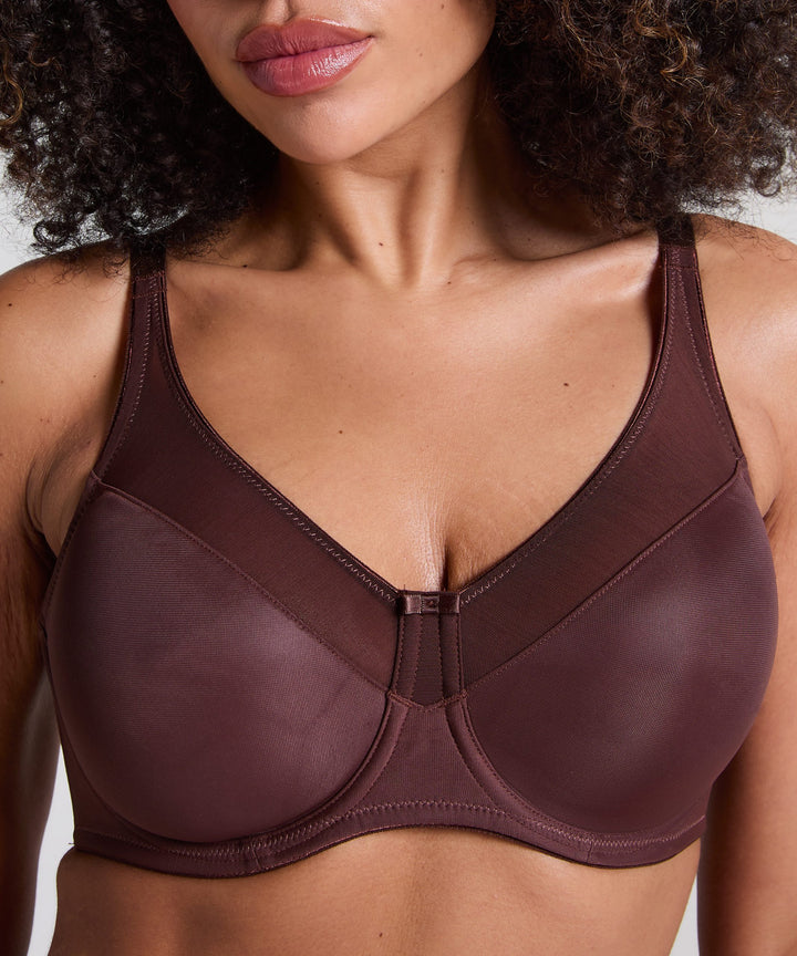 Nina Non-Padded Underwired Minimizer Bra - Chicory Coffee