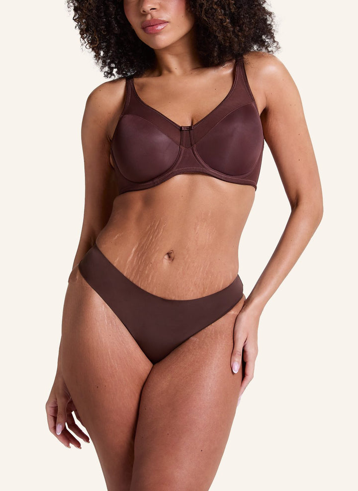 Nina Non-Padded Underwired Minimizer Bra - Chicory Coffee