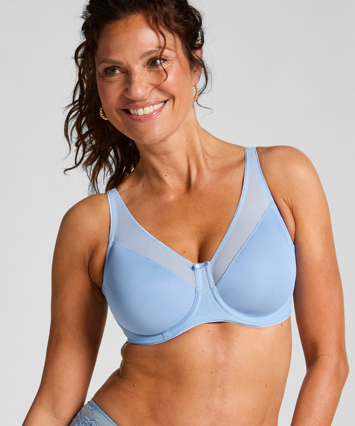 Nina Non-Padded Underwired Minimizer Bra - Bel Air Blue