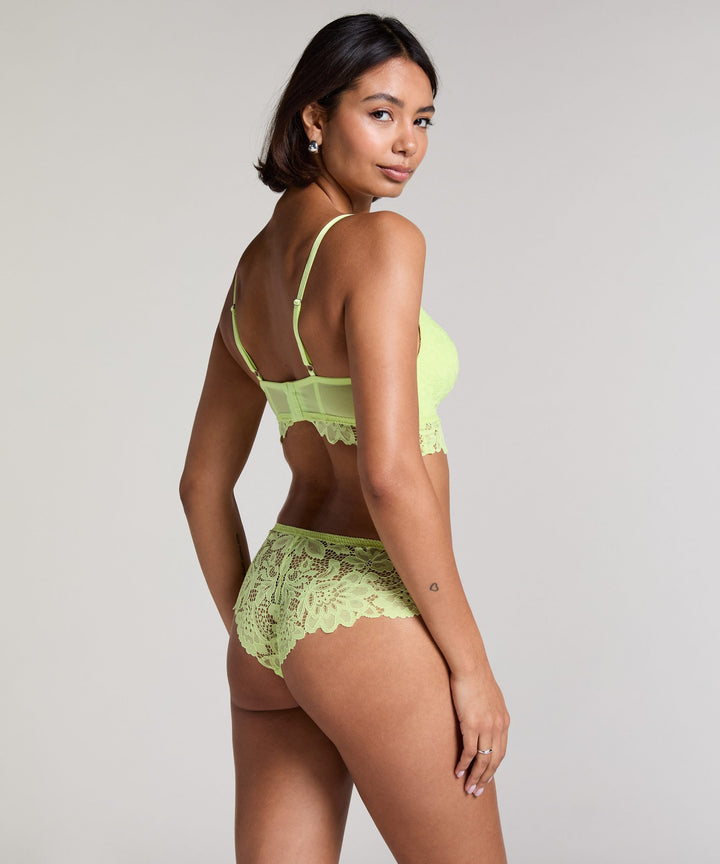 Shiloh Padded Non-wired Longline Bra - Shadow Lime