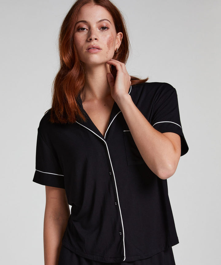 Essential Jersey Short-Sleeved Jacket - Black