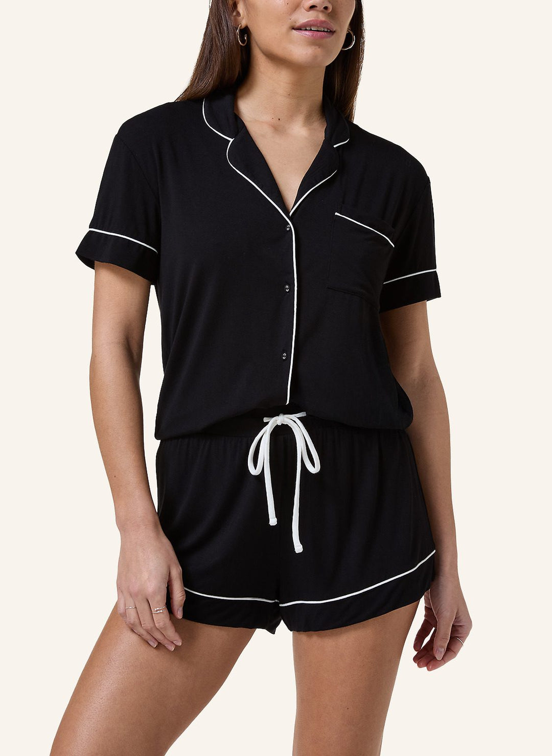 Essential Jersey Short-Sleeved Jacket - Black
