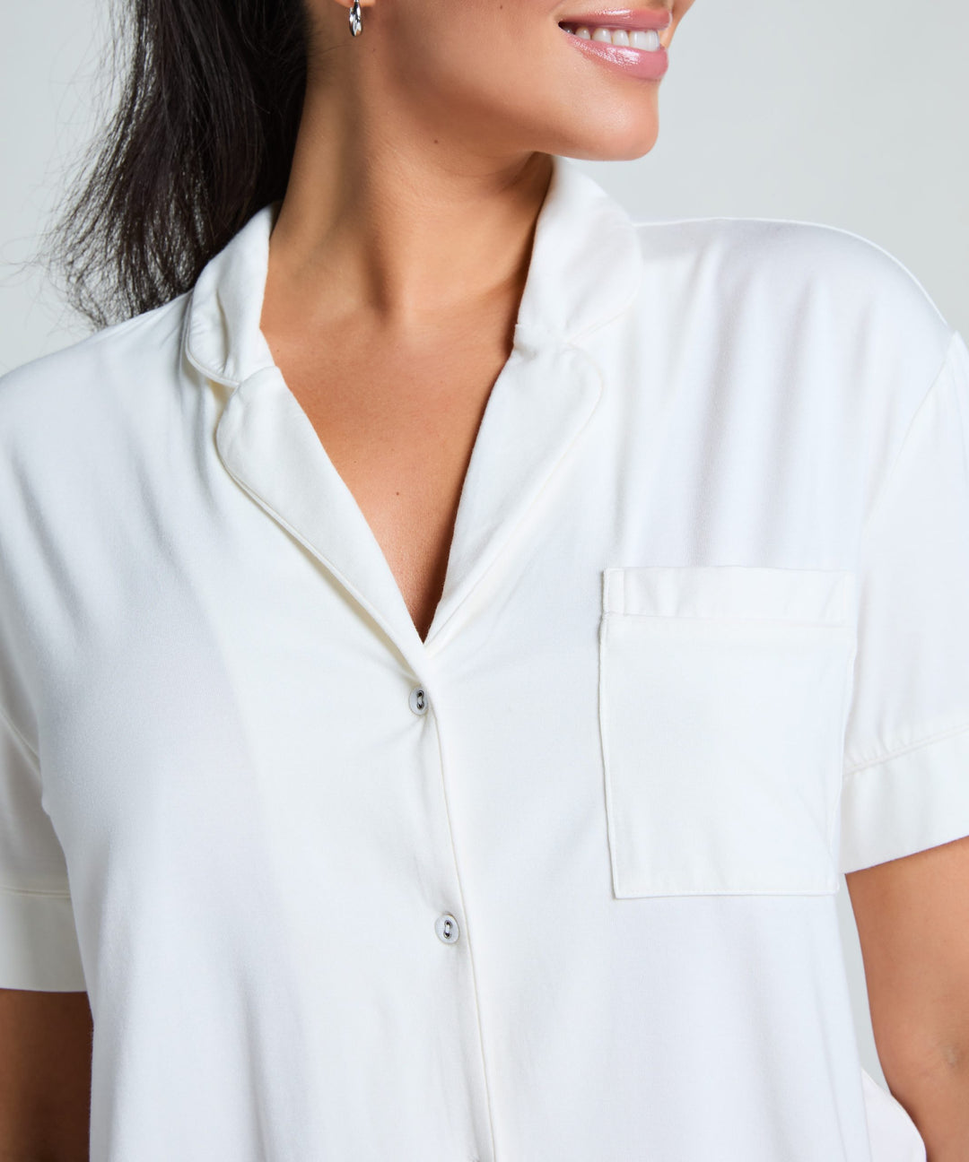 Essential Jersey Short-Sleeved Jacket - Whisper White