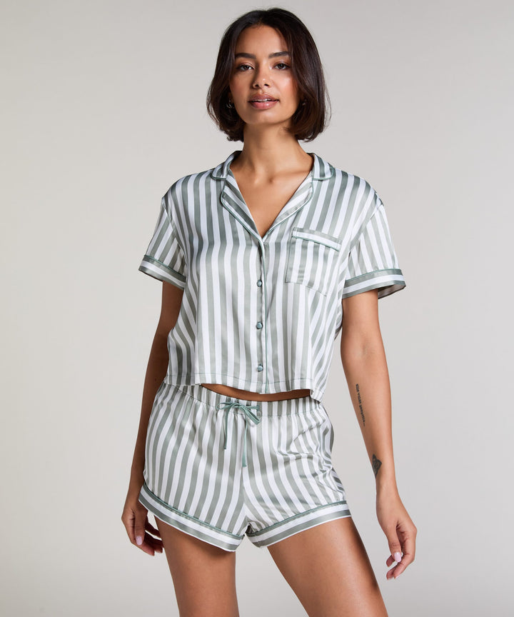PJ SHORT SATIN STRIPE - Iceberg Green