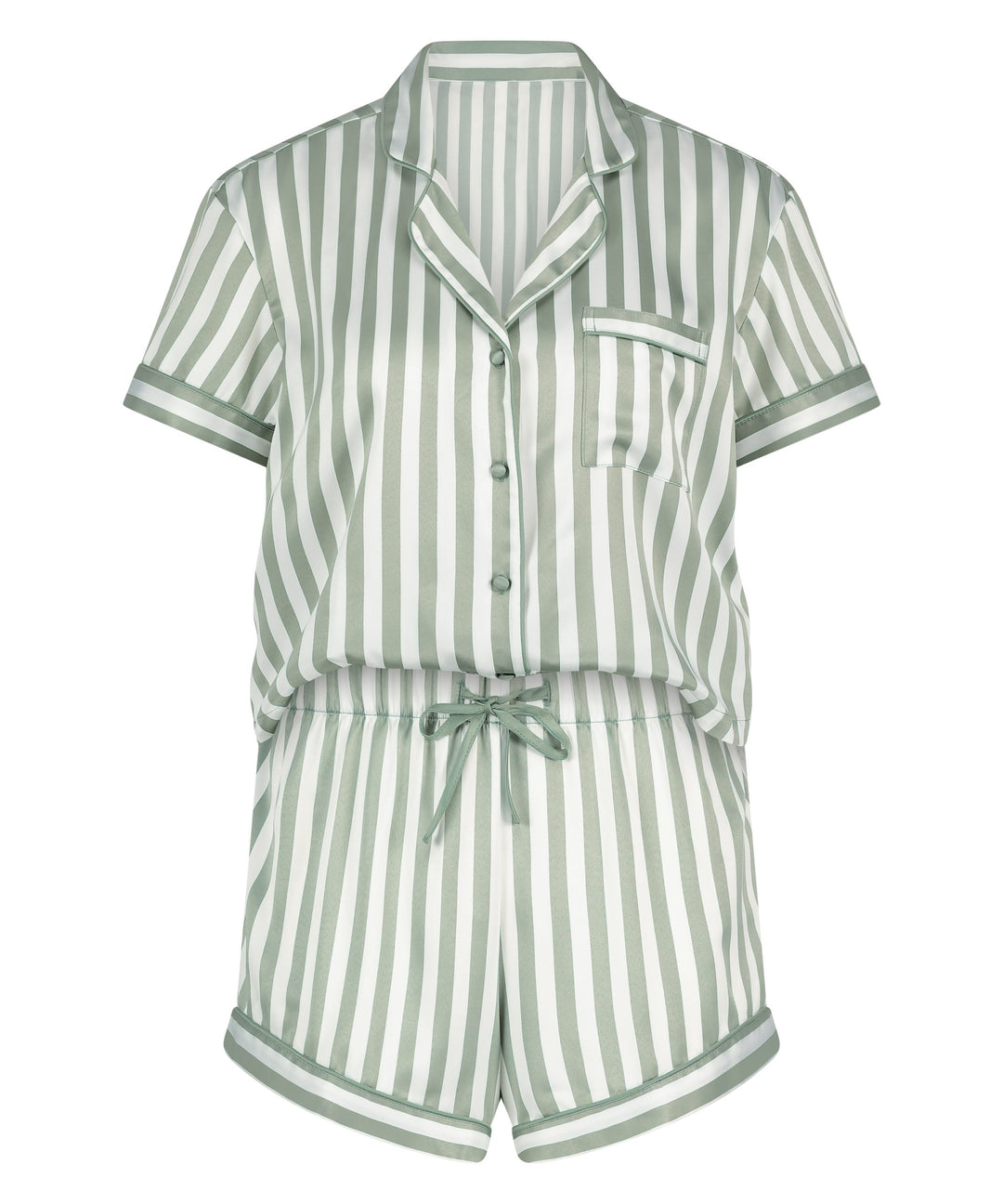 PJ SHORT SATIN STRIPE - Iceberg Green