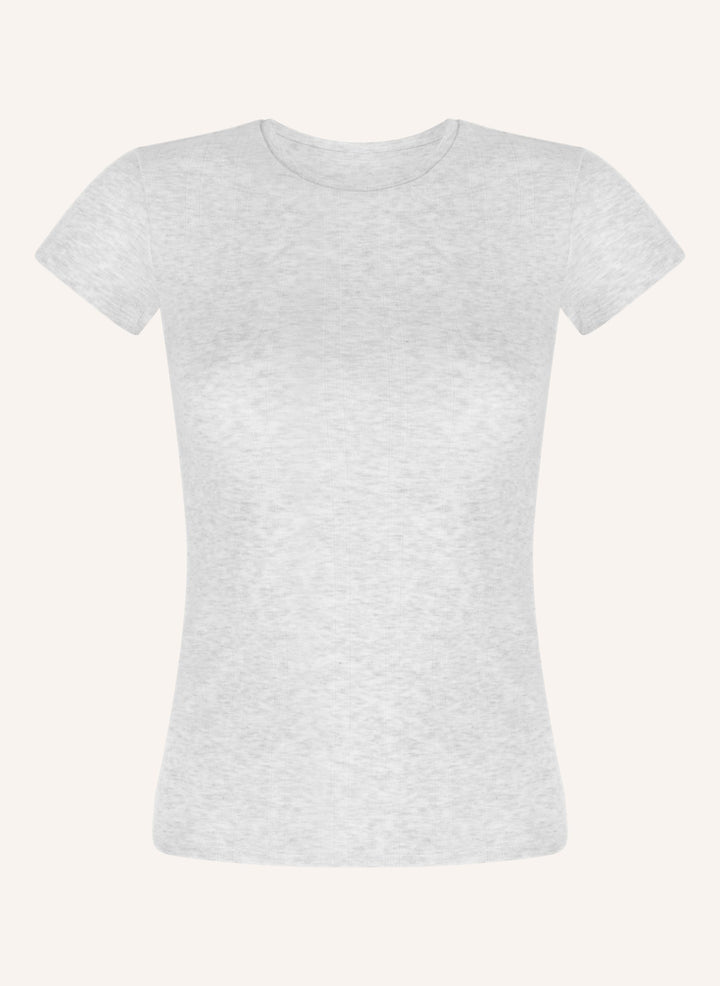 Pointelle Top - White Grey Melee